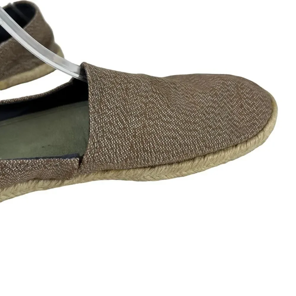 L.L. BEAN Brown Tan Slip On Espadrille Flats Loafers Casual Canvas Shoes sz 7.5